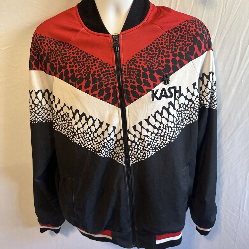 Kash Men's Large Zip Up Track, Jacket, red, black, white, Athletic Designer